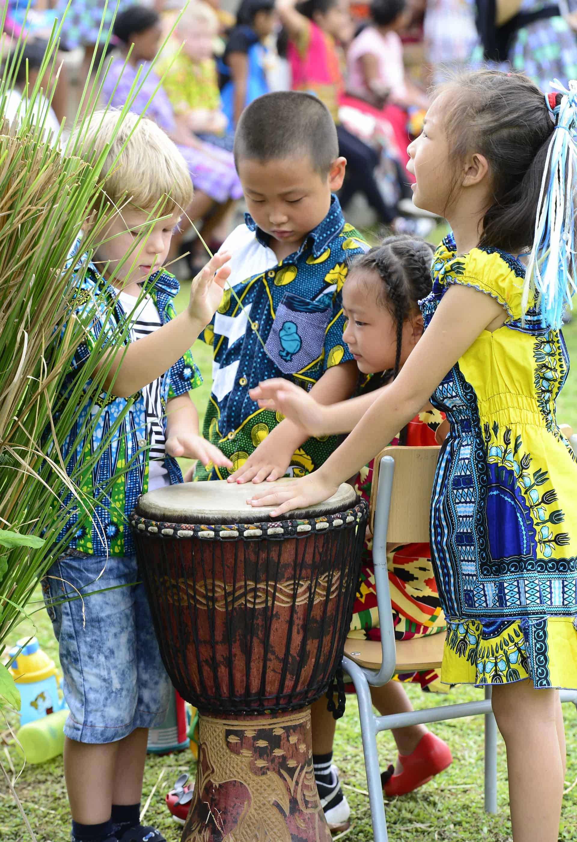 Learning Sustainability - Children with traditional drum